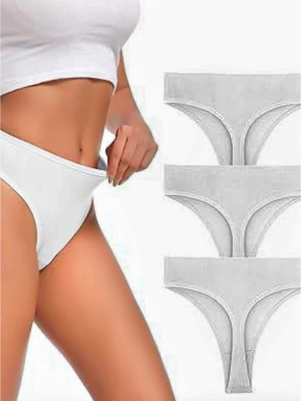 Women's High Waisted Ribbed Cotton Thongs